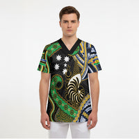 South Sea Islanders And New Caledonia Scrub Top Nautilus Shell Southern Cross Tribal Pattern DT05 - Polynesian Pride