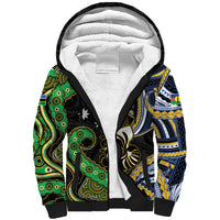 South Sea Islanders And New Caledonia Sherpa Hoodie Nautilus Shell Southern Cross Tribal Pattern DT05 Unisex Black - Polynesian Pride