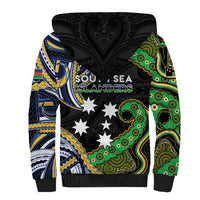 South Sea Islanders And New Caledonia Sherpa Hoodie Nautilus Shell Southern Cross Tribal Pattern DT05 - Polynesian Pride