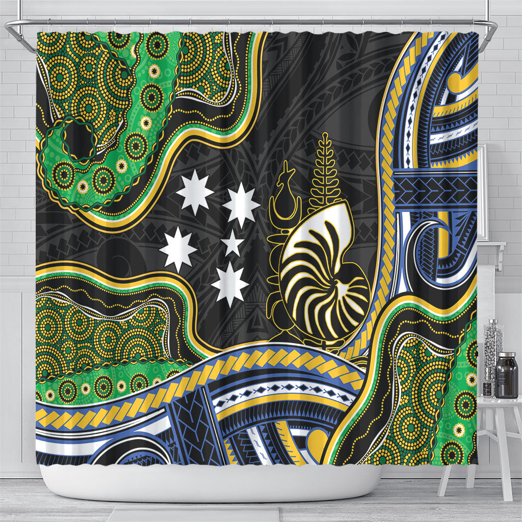 South Sea Islanders And New Caledonia Shower Curtain Nautilus Shell Southern Cross Tribal Pattern DT05 - Polynesian Pride