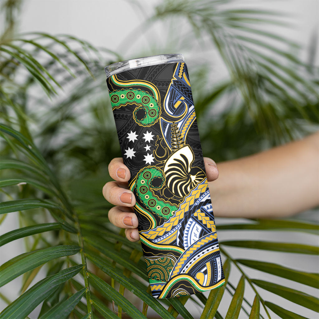 South Sea Islanders And New Caledonia Skinny Tumbler Nautilus Shell Southern Cross Tribal Pattern DT05 - Polynesian Pride