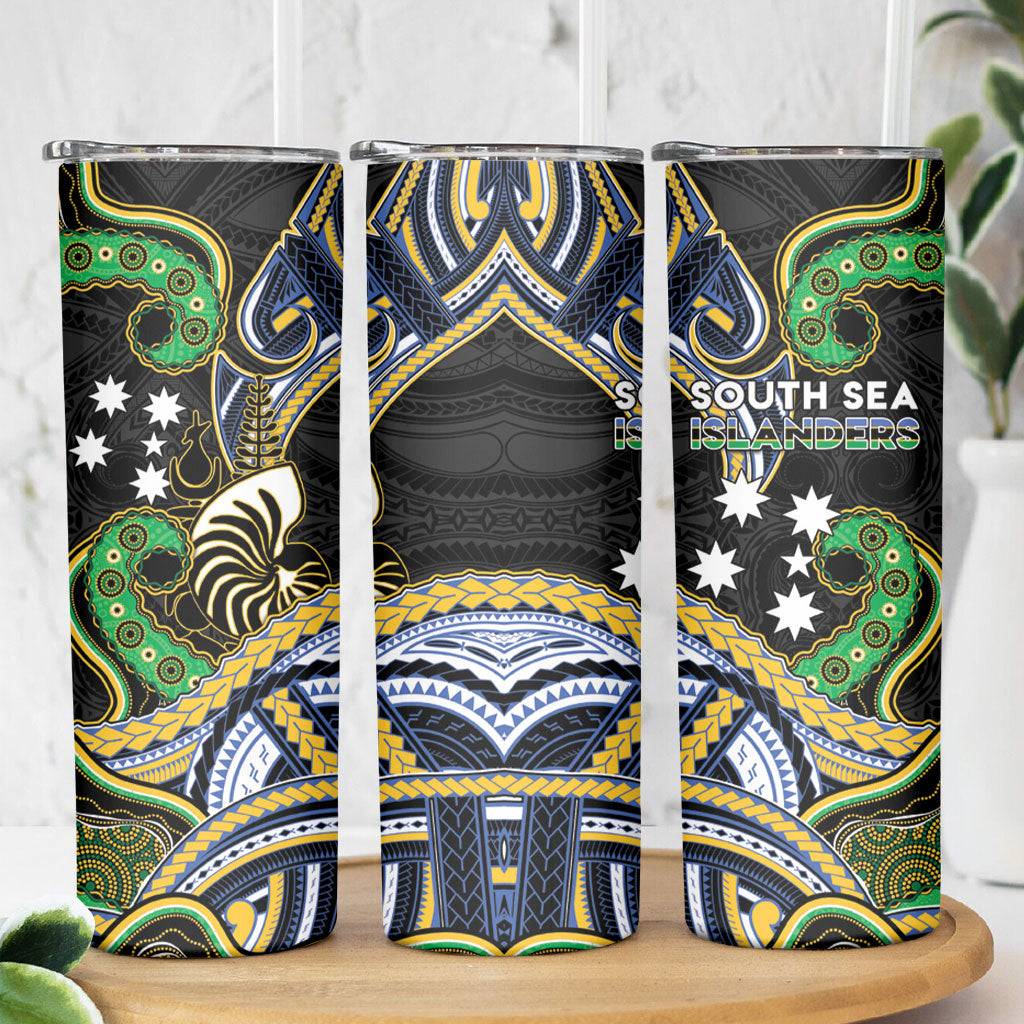 South Sea Islanders And New Caledonia Skinny Tumbler Nautilus Shell Southern Cross Tribal Pattern DT05 - Polynesian Pride