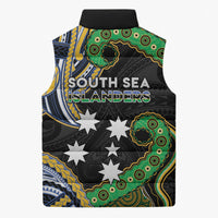 South Sea Islanders And New Caledonia Sleeveless Puffer Jacket Nautilus Shell Southern Cross Tribal Pattern DT05 - Polynesian Pride
