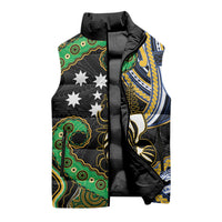 South Sea Islanders And New Caledonia Sleeveless Puffer Jacket Nautilus Shell Southern Cross Tribal Pattern DT05 - Polynesian Pride
