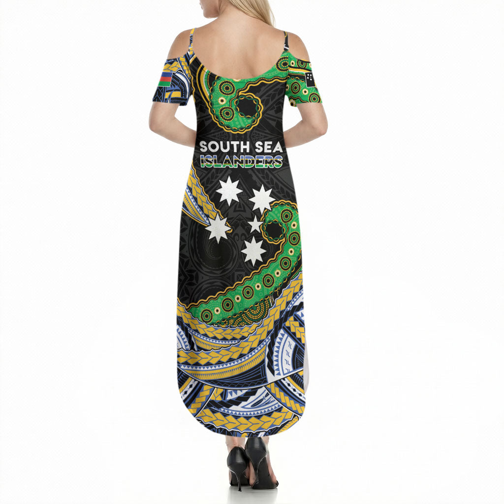 South Sea Islanders And New Caledonia Summer Maxi Dress Nautilus Shell Southern Cross Tribal Pattern DT05 - Polynesian Pride