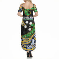 South Sea Islanders And New Caledonia Summer Maxi Dress Nautilus Shell Southern Cross Tribal Pattern DT05 - Polynesian Pride