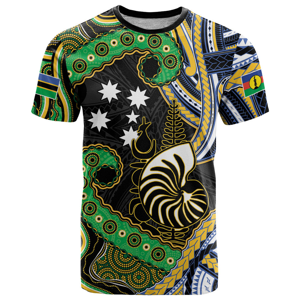South Sea Islanders And New Caledonia T Shirt Nautilus Shell Southern Cross Tribal Pattern DT05 Black - Polynesian Pride