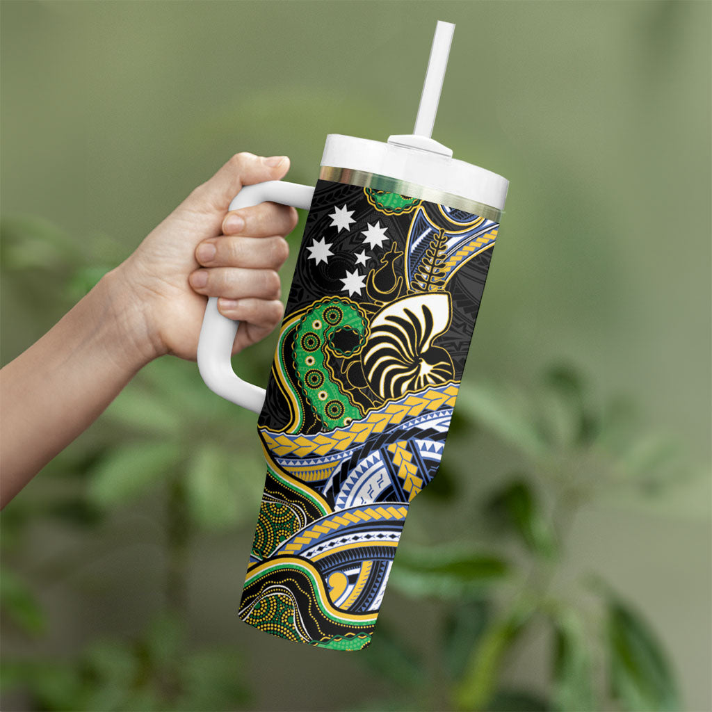 South Sea Islanders And New Caledonia Tumbler With Handle Nautilus Shell Southern Cross Tribal Pattern DT05 - Polynesian Pride