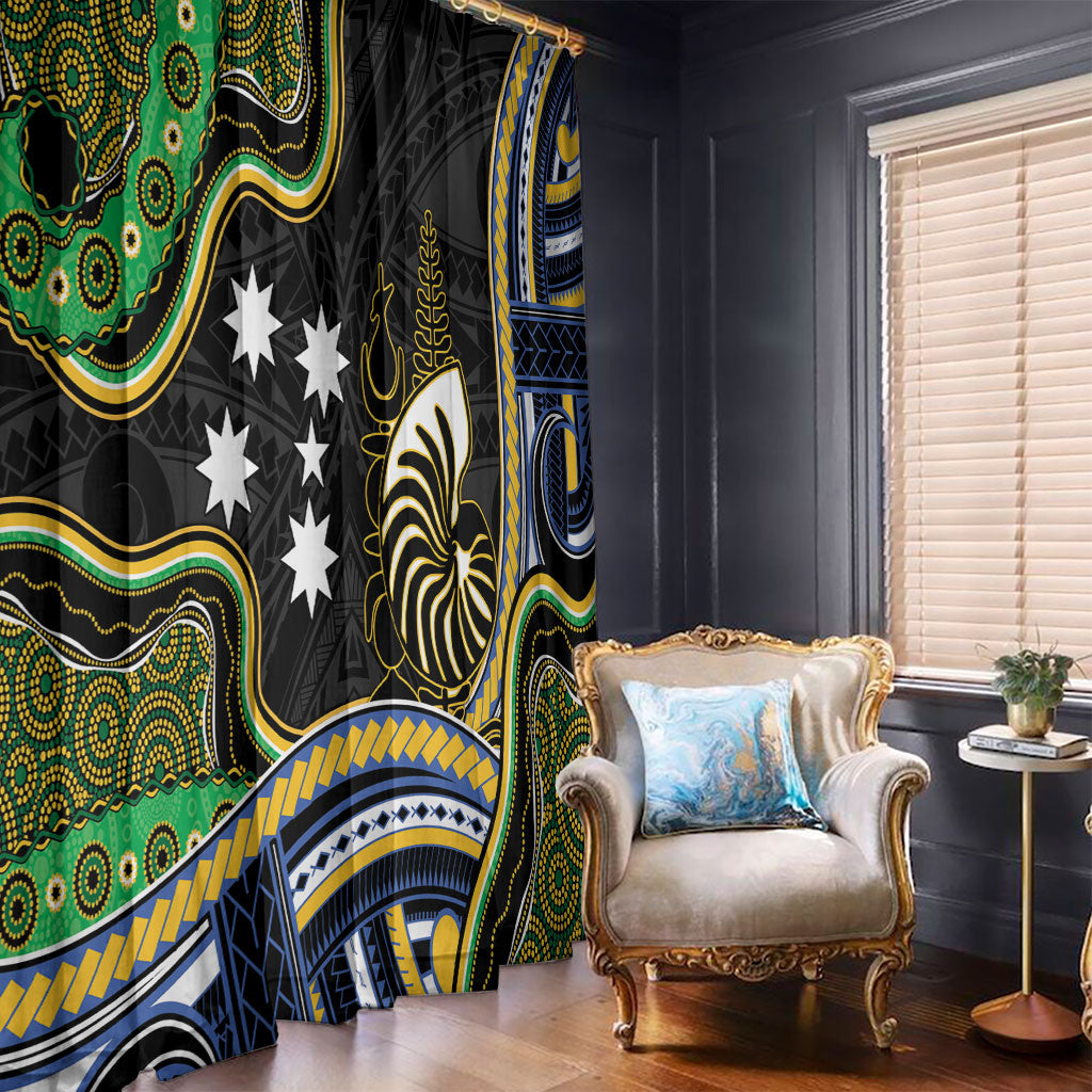 South Sea Islanders And New Caledonia Window Curtain Nautilus Shell Southern Cross Tribal Pattern DT05 - Polynesian Pride