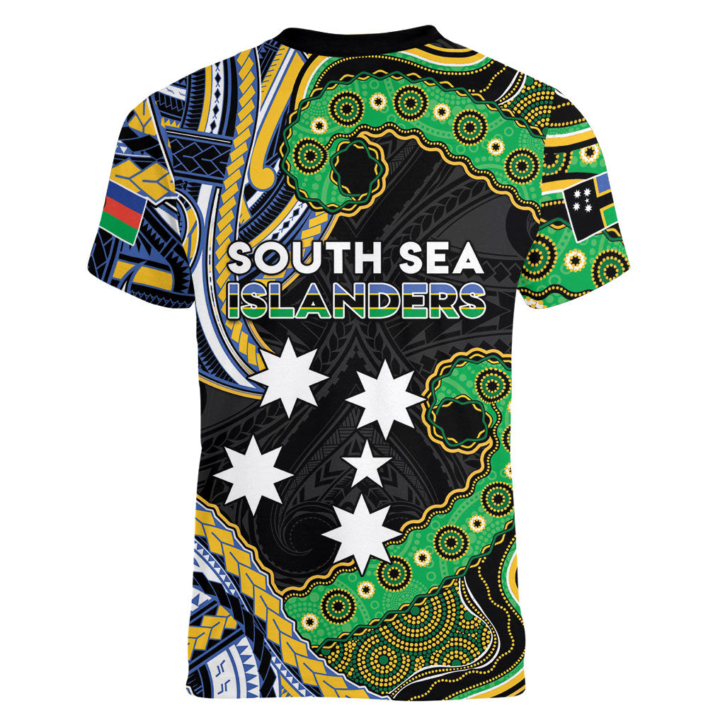 South Sea Islanders And New Caledonia Women V-Neck T-Shirt Nautilus Shell Southern Cross Tribal Pattern DT05 - Polynesian Pride