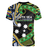 South Sea Islanders And New Caledonia Women V-Neck T-Shirt Nautilus Shell Southern Cross Tribal Pattern DT05 - Polynesian Pride