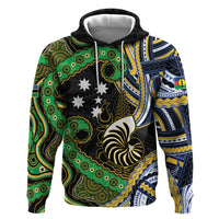 South Sea Islanders And New Caledonia Zip Hoodie Nautilus Shell Southern Cross Tribal Pattern DT05 Pullover Hoodie Black - Polynesian Pride