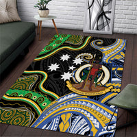 South Sea Islanders And Vanuatu Area Rug Boar Tusk Warrior Southern Tribal Pattern DT05 Black - Polynesian Pride