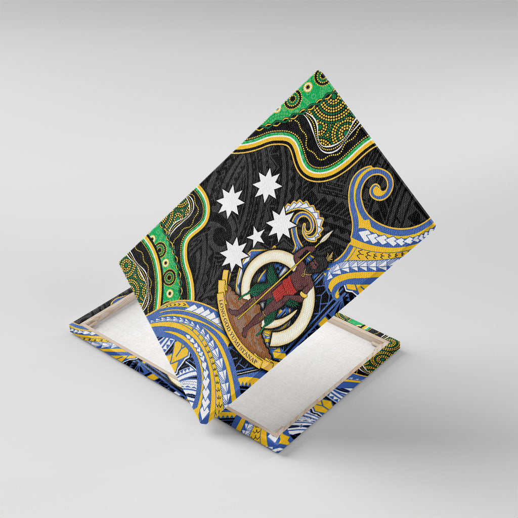 South Sea Islanders And Vanuatu Canvas Wall Art Boar Tusk Warrior Southern Tribal Pattern DT05 With Frame Black - Polynesian Pride
