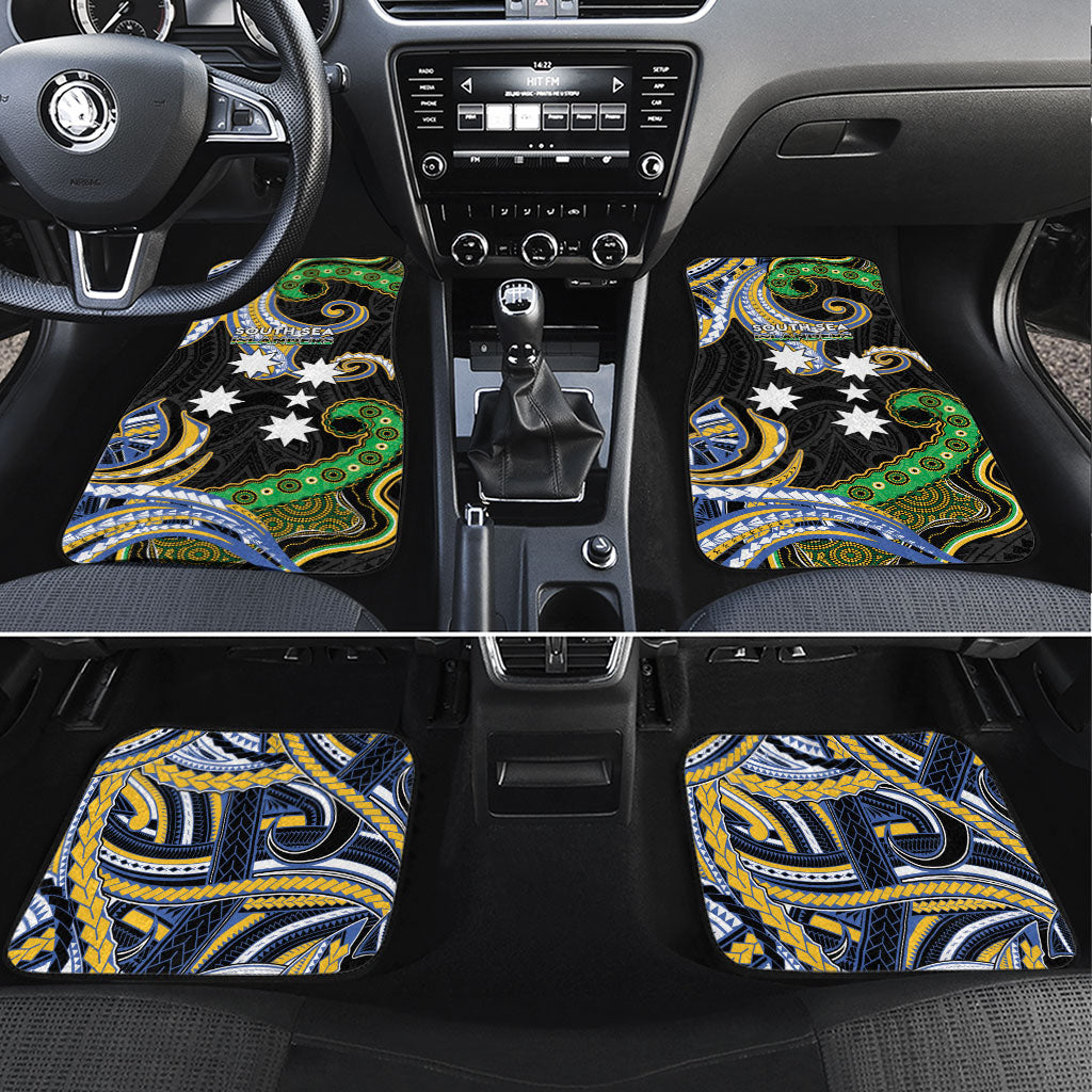 South Sea Islanders And Vanuatu Car Mats Boar Tusk Warrior Southern Tribal Pattern DT05 Set 4pcs Black - Polynesian Pride