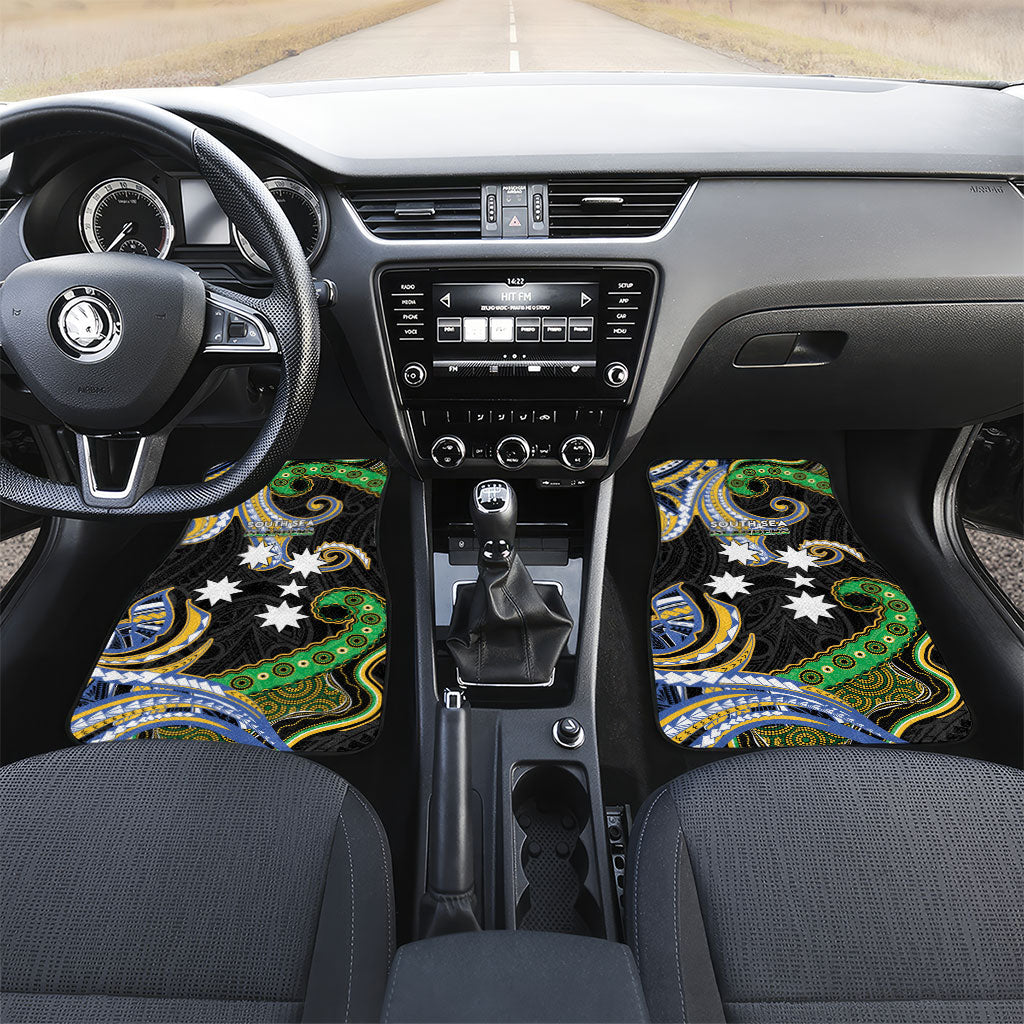 South Sea Islanders And Vanuatu Car Mats Boar Tusk Warrior Southern Tribal Pattern DT05 Set 2pcs - Front Black - Polynesian Pride