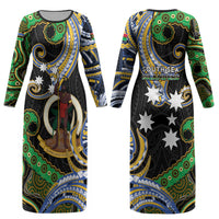 South Sea Islanders And Vanuatu Couples Matching Long Sleeve Bodycon Dress and Hawaiian Shirt Boar Tusk Warrior Southern Tribal Pattern DT05 - Polynesian Pride