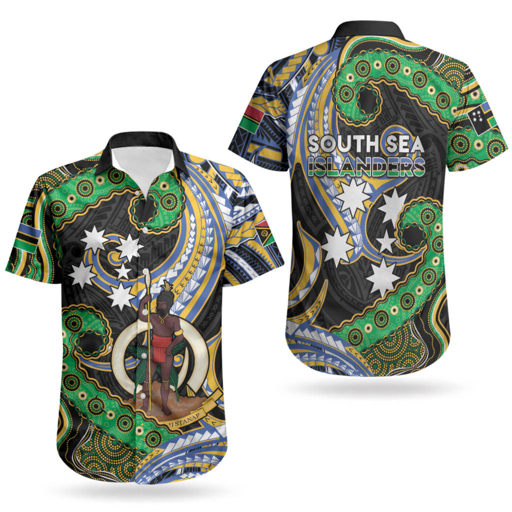 South Sea Islanders And Vanuatu Couples Matching Off Shoulder Maxi Dress and Hawaiian Shirt Boar Tusk Warrior Southern Tribal Pattern DT05 - Polynesian Pride