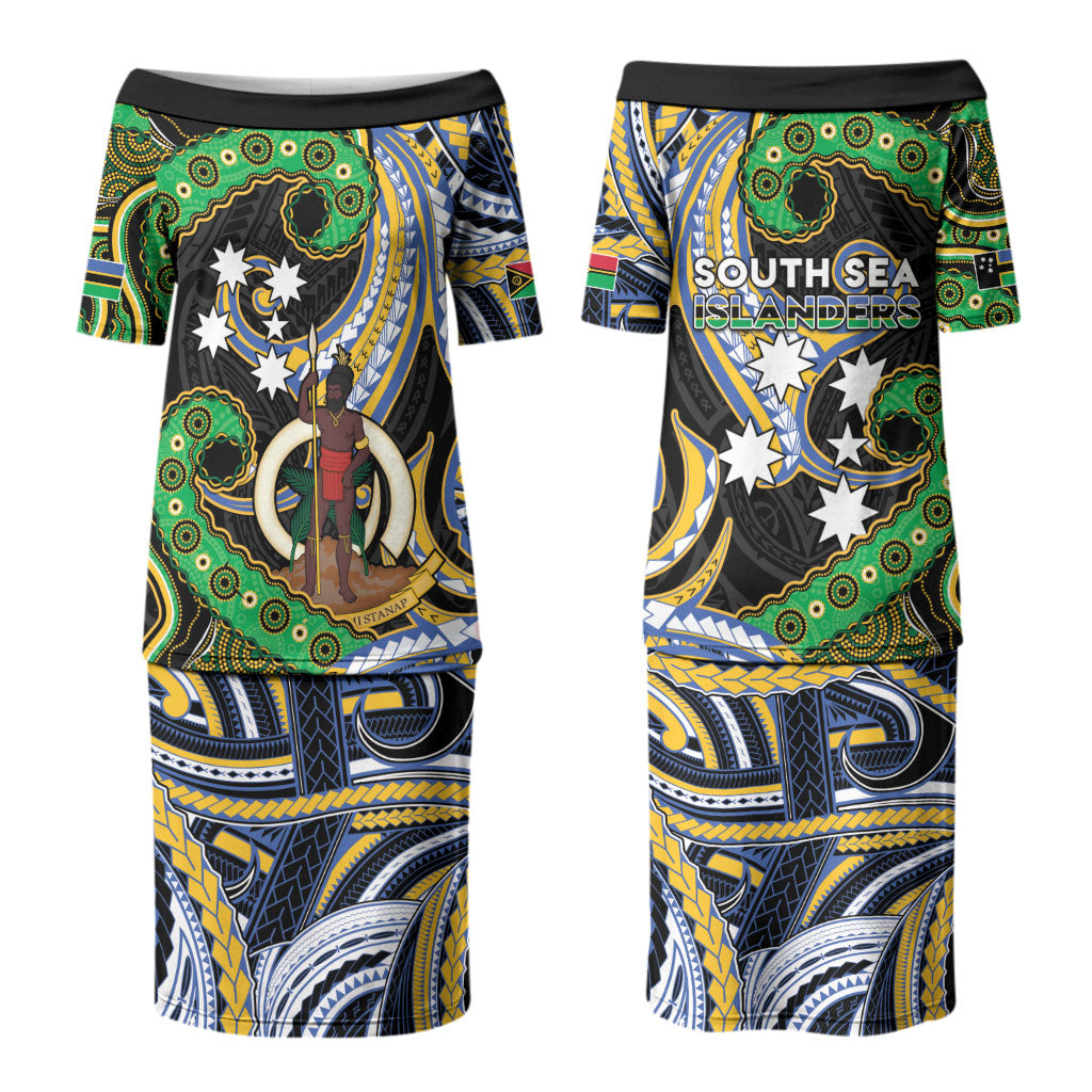 South Sea Islanders And Vanuatu Couples Matching Puletasi and Hawaiian Shirt Boar Tusk Warrior Southern Tribal Pattern DT05 - Polynesian Pride