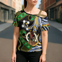 South Sea Islanders And Vanuatu Cross Shoulder Shirt Boar Tusk Warrior Southern Tribal Pattern DT05 - Polynesian Pride