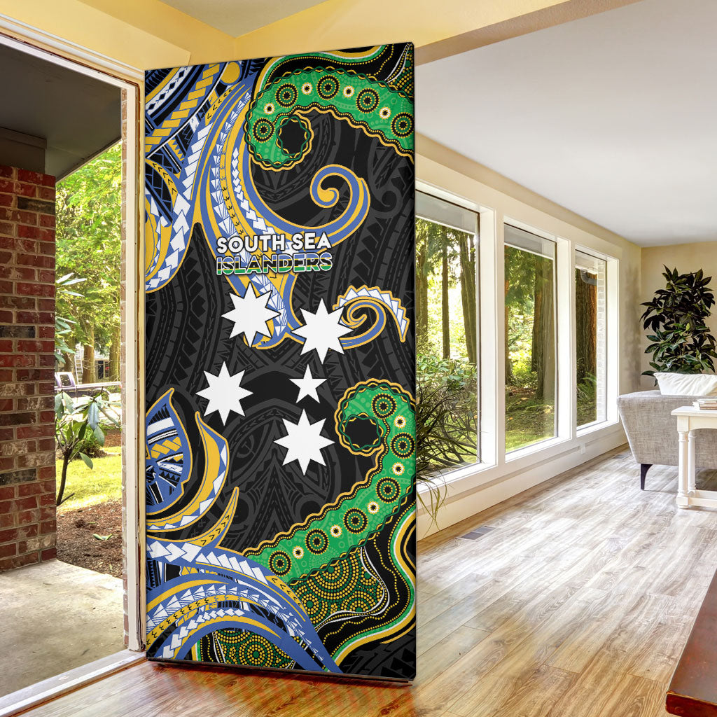 South Sea Islanders And Vanuatu Door Cover Boar Tusk Warrior Southern Tribal Pattern DT05 - Polynesian Pride