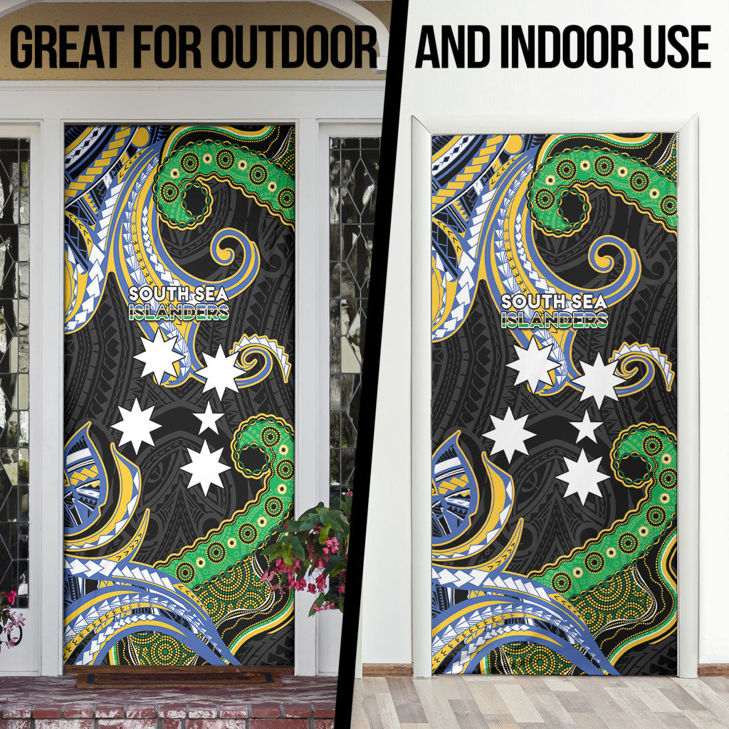 South Sea Islanders And Vanuatu Door Cover Boar Tusk Warrior Southern Tribal Pattern DT05 - Polynesian Pride