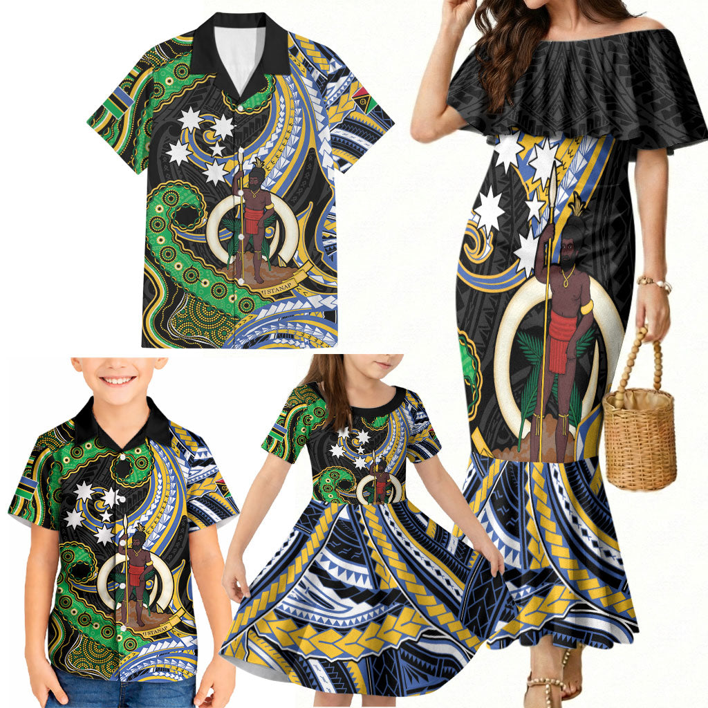 South Sea Islanders And Vanuatu Family Matching Mermaid Dress and Hawaiian Shirt Boar Tusk Warrior Southern Tribal Pattern DT05 - Polynesian Pride