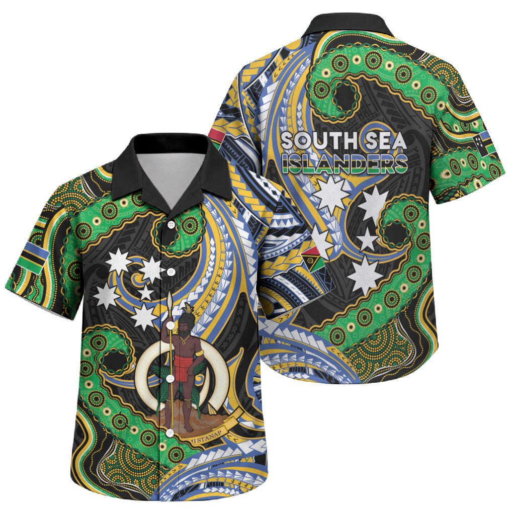 South Sea Islanders And Vanuatu Family Matching Off The Shoulder Long Sleeve Dress and Hawaiian Shirt Boar Tusk Warrior Southern Tribal Pattern DT05 Son's Shirt Black - Polynesian Pride