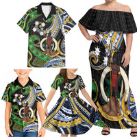 South Sea Islanders And Vanuatu Family Matching Off Shoulder Maxi Dress and Hawaiian Shirt Boar Tusk Warrior Southern Tribal Pattern DT05 - Polynesian Pride