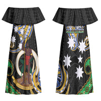 South Sea Islanders And Vanuatu Family Matching Off Shoulder Maxi Dress and Hawaiian Shirt Boar Tusk Warrior Southern Tribal Pattern DT05 Mom's Dress Black - Polynesian Pride