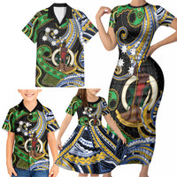 South Sea Islanders And Vanuatu Family Matching Short Sleeve Bodycon Dress and Hawaiian Shirt Boar Tusk Warrior Southern Tribal Pattern DT05 - Polynesian Pride