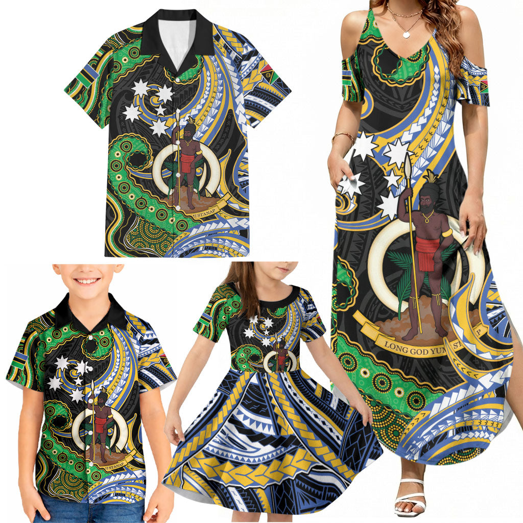 South Sea Islanders And Vanuatu Family Matching Summer Maxi Dress and Hawaiian Shirt Boar Tusk Warrior Southern Tribal Pattern DT05 - Polynesian Pride