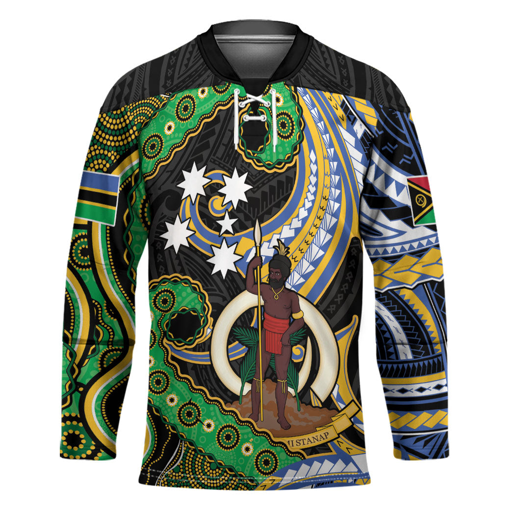 South Sea Islanders And Vanuatu Hockey Jersey Boar Tusk Warrior Southern Tribal Pattern DT05 Unisex Black - Polynesian Pride