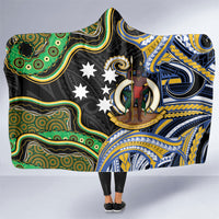 South Sea Islanders And Vanuatu Hooded Blanket Boar Tusk Warrior Southern Tribal Pattern DT05 One Size Black - Polynesian Pride