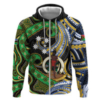 South Sea Islanders And Vanuatu Hoodie Boar Tusk Warrior Southern Tribal Pattern DT05 Zip Hoodie Black - Polynesian Pride