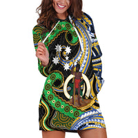 South Sea Islanders And Vanuatu Hoodie Dress Boar Tusk Warrior Southern Tribal Pattern DT05 Black - Polynesian Pride