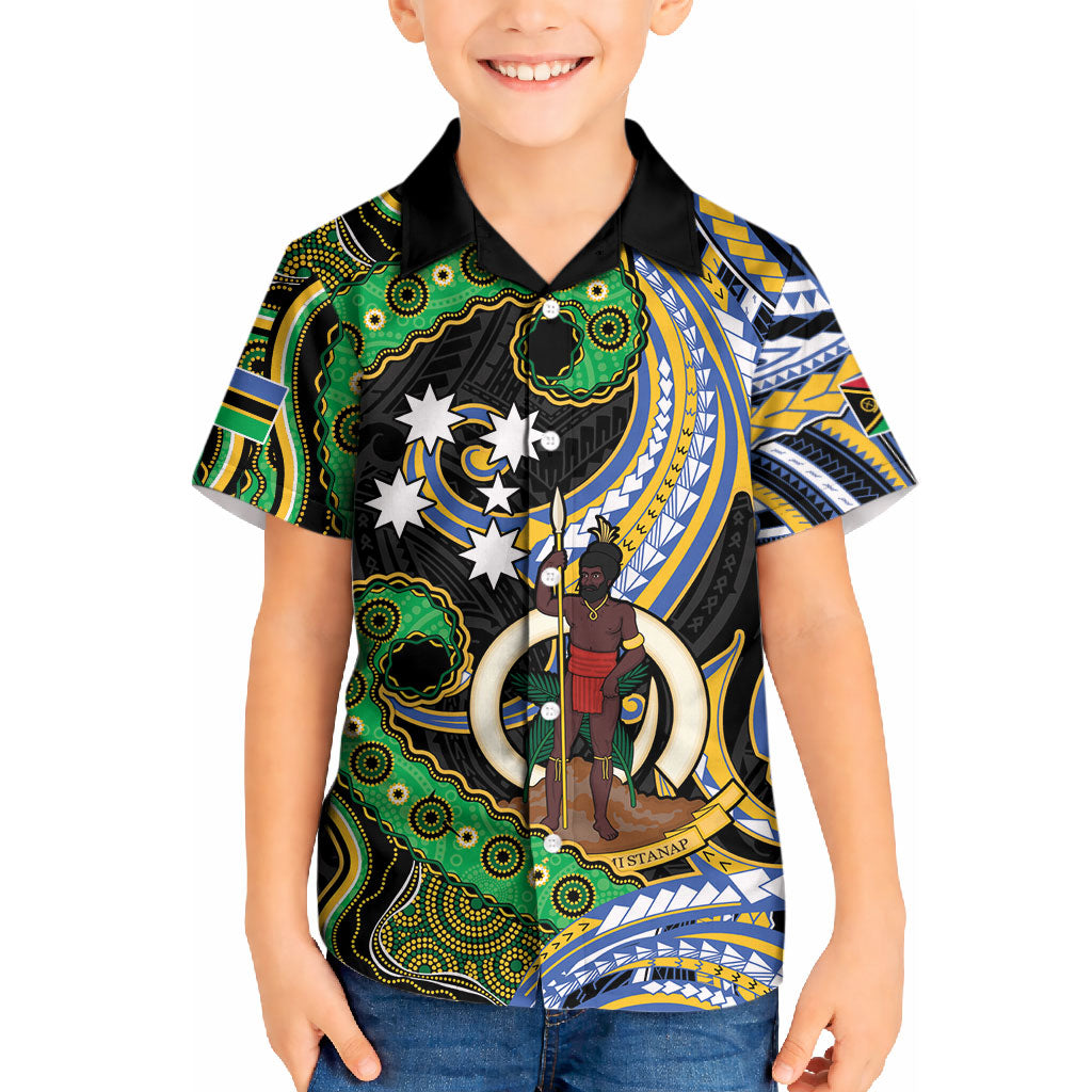 South Sea Islanders And Vanuatu Kid Hawaiian Shirt Boar Tusk Warrior Southern Tribal Pattern DT05 Kid Black - Polynesian Pride