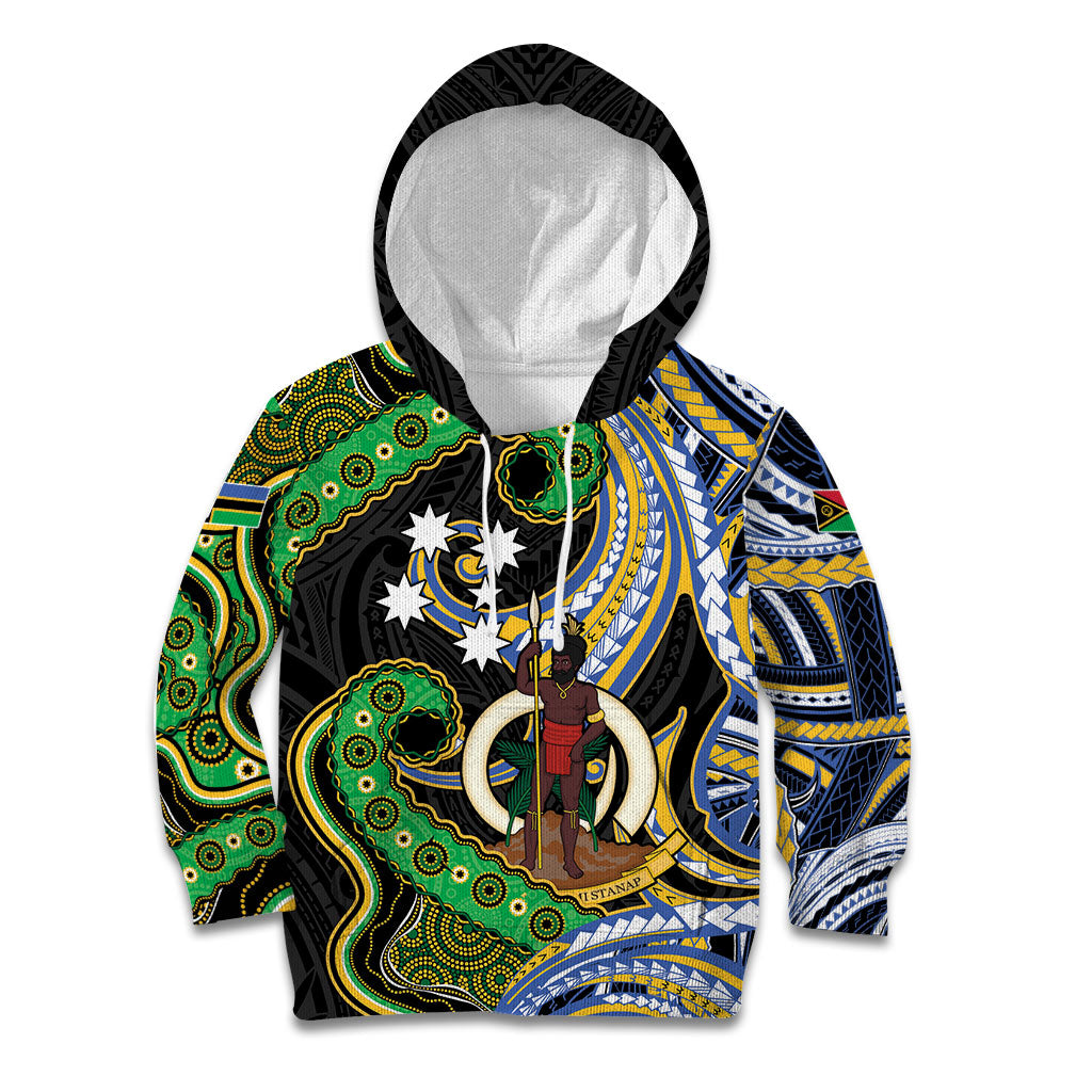 South Sea Islanders And Vanuatu Kid Hoodie Boar Tusk Warrior Southern Tribal Pattern DT05 Hoodie Black - Polynesian Pride