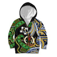 South Sea Islanders And Vanuatu Kid Hoodie Boar Tusk Warrior Southern Tribal Pattern DT05 Zip Hoodie Black - Polynesian Pride