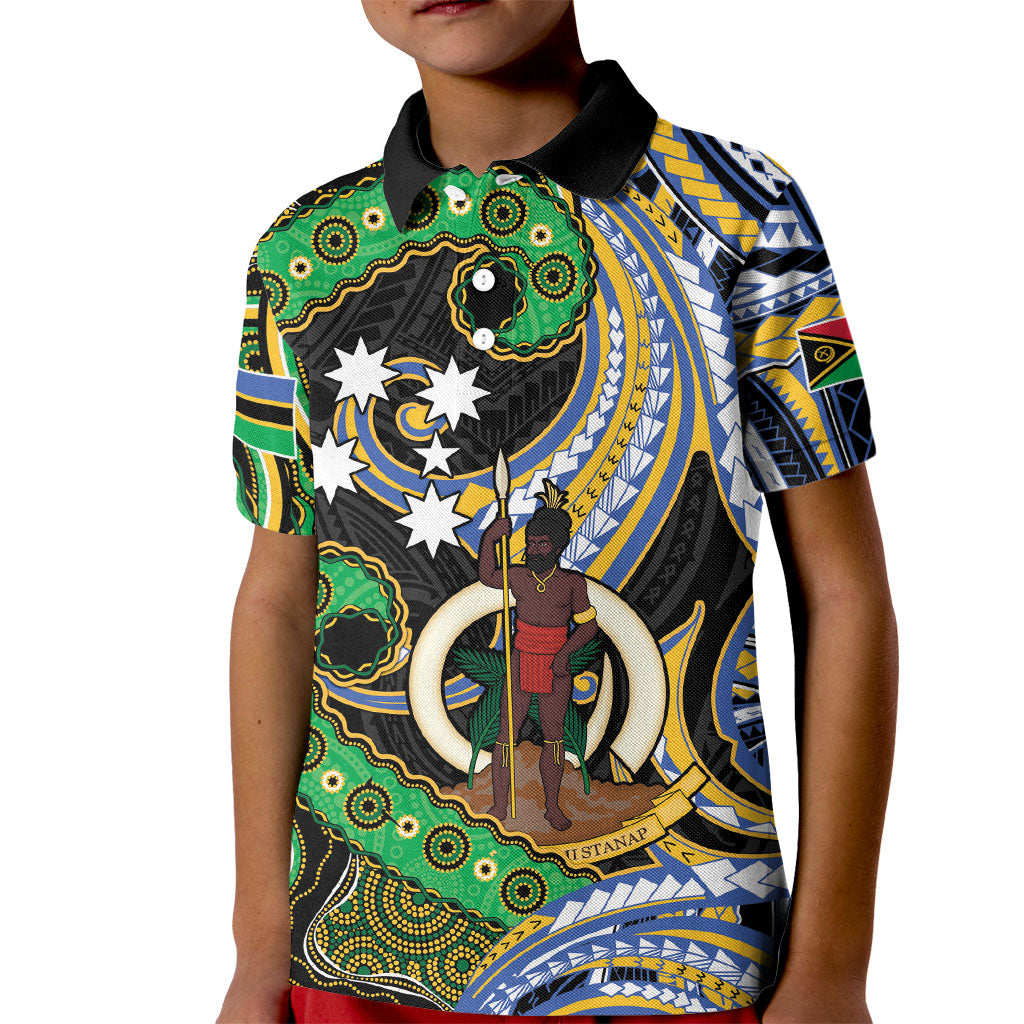 South Sea Islanders And Vanuatu Kid Polo Shirt Boar Tusk Warrior Southern Tribal Pattern DT05 Kid Black - Polynesian Pride
