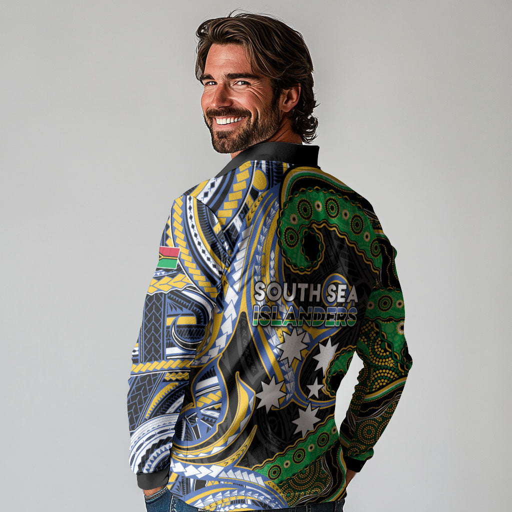 South Sea Islanders And Vanuatu Long Sleeve Polo Shirt Boar Tusk Warrior Southern Tribal Pattern DT05 - Polynesian Pride