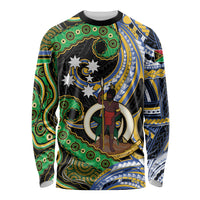 South Sea Islanders And Vanuatu Long Sleeve Shirt Boar Tusk Warrior Southern Tribal Pattern DT05 Unisex Black - Polynesian Pride