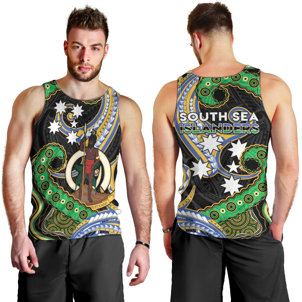 South Sea Islanders And Vanuatu Men Tank Top Boar Tusk Warrior Southern Tribal Pattern DT05 - Polynesian Pride