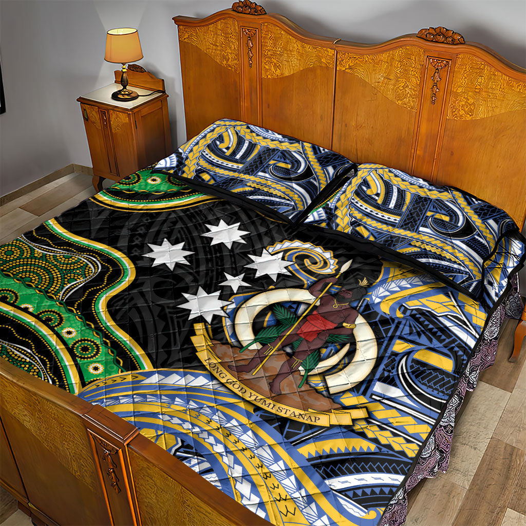 South Sea Islanders And Vanuatu Quilt Bed Set Boar Tusk Warrior Southern Tribal Pattern DT05 - Polynesian Pride