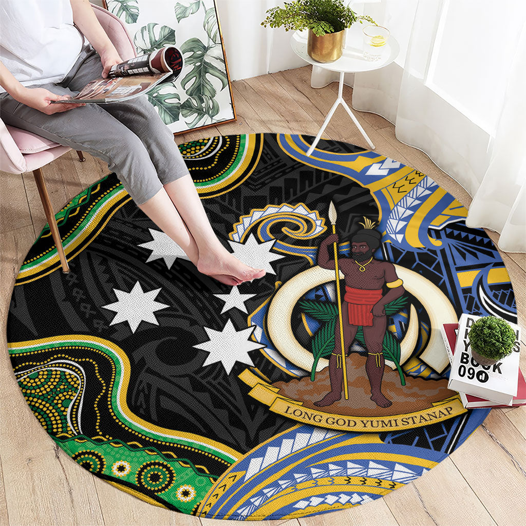 South Sea Islanders And Vanuatu Round Carpet Boar Tusk Warrior Southern Tribal Pattern DT05 - Polynesian Pride
