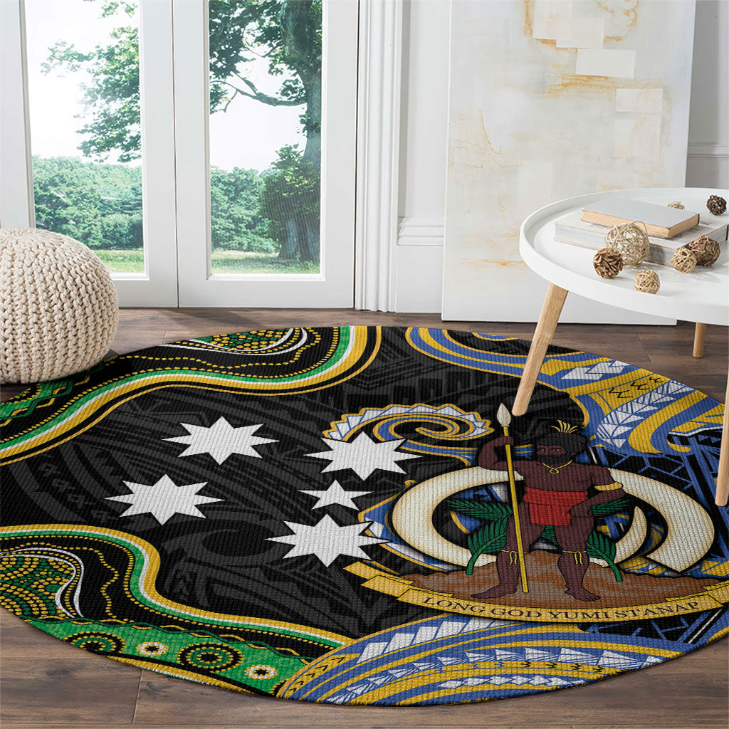 South Sea Islanders And Vanuatu Round Carpet Boar Tusk Warrior Southern Tribal Pattern DT05 - Polynesian Pride