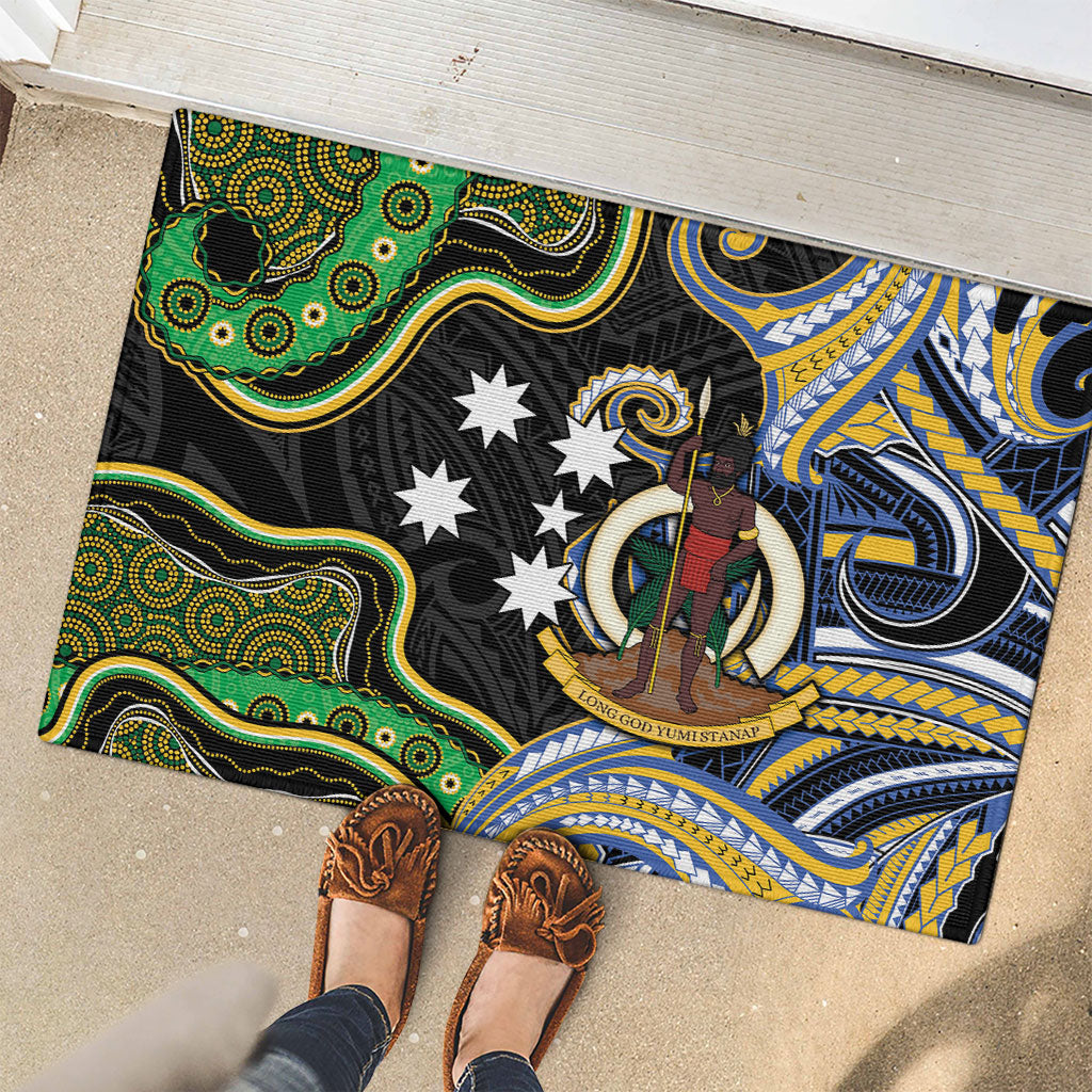 South Sea Islanders And Vanuatu Rubber Doormat Boar Tusk Warrior Southern Tribal Pattern DT05 - Polynesian Pride