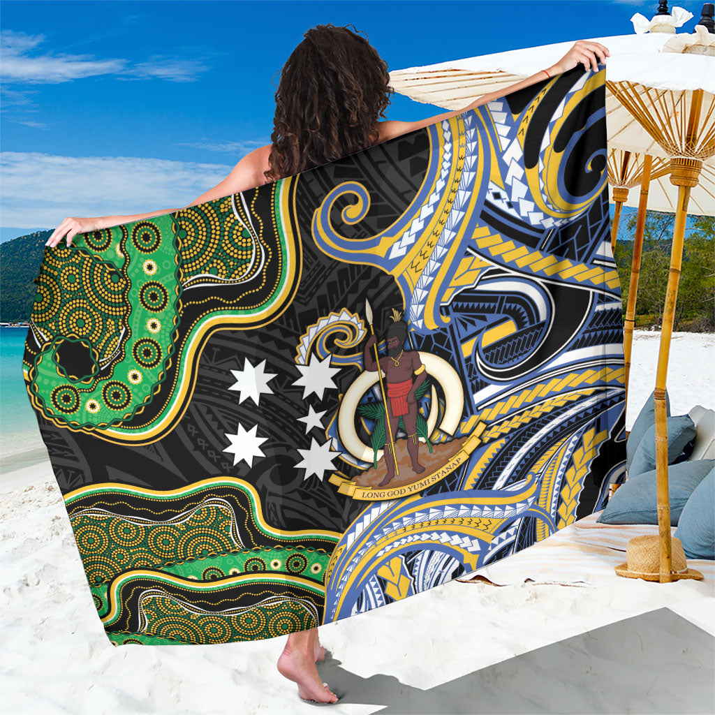 South Sea Islanders And Vanuatu Sarong Boar Tusk Warrior Southern Tribal Pattern DT05 One Size 44 x 66 inches Black - Polynesian Pride