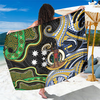 South Sea Islanders And Vanuatu Sarong Boar Tusk Warrior Southern Tribal Pattern DT05 One Size 44 x 66 inches Black - Polynesian Pride
