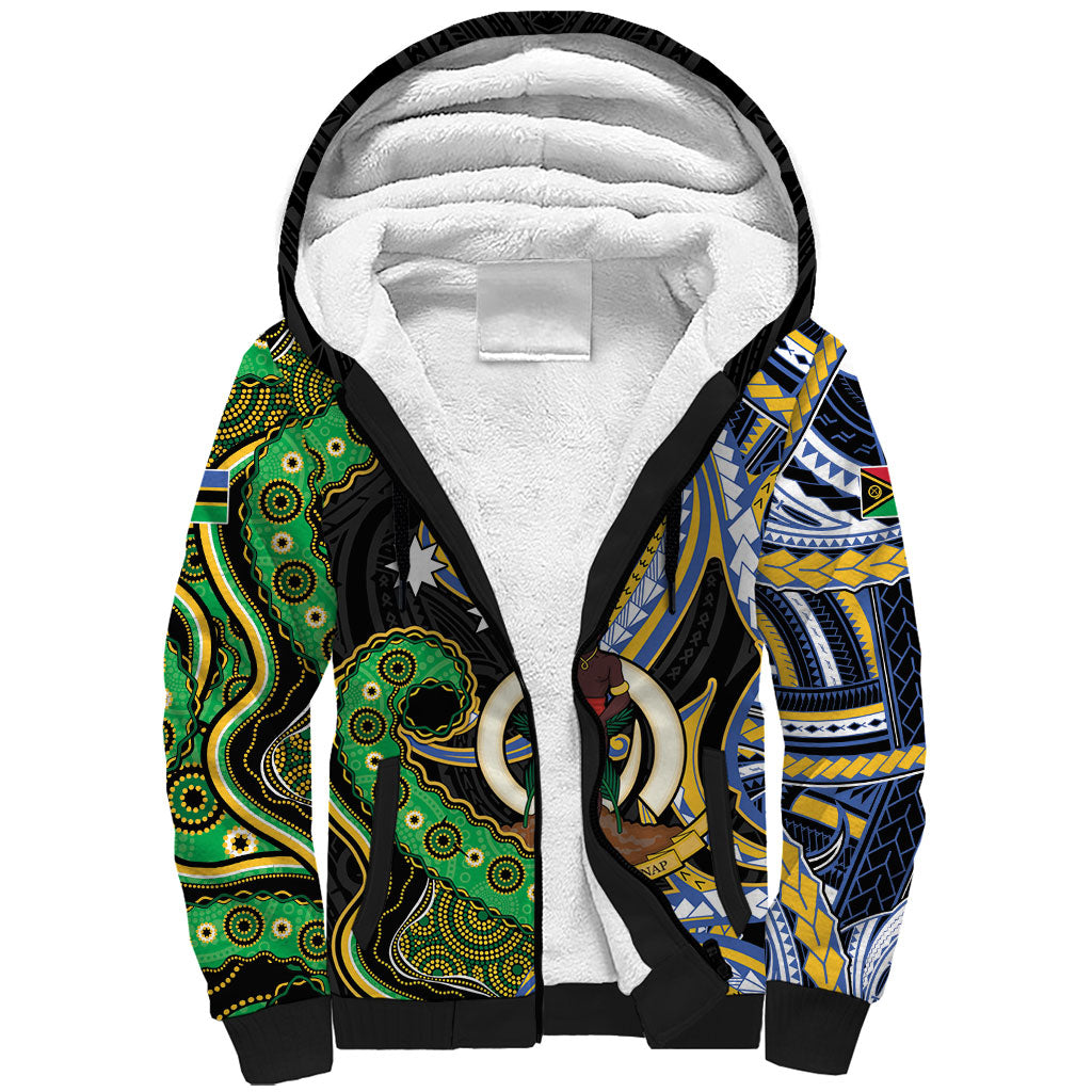 South Sea Islanders And Vanuatu Sherpa Hoodie Boar Tusk Warrior Southern Tribal Pattern DT05 Unisex Black - Polynesian Pride